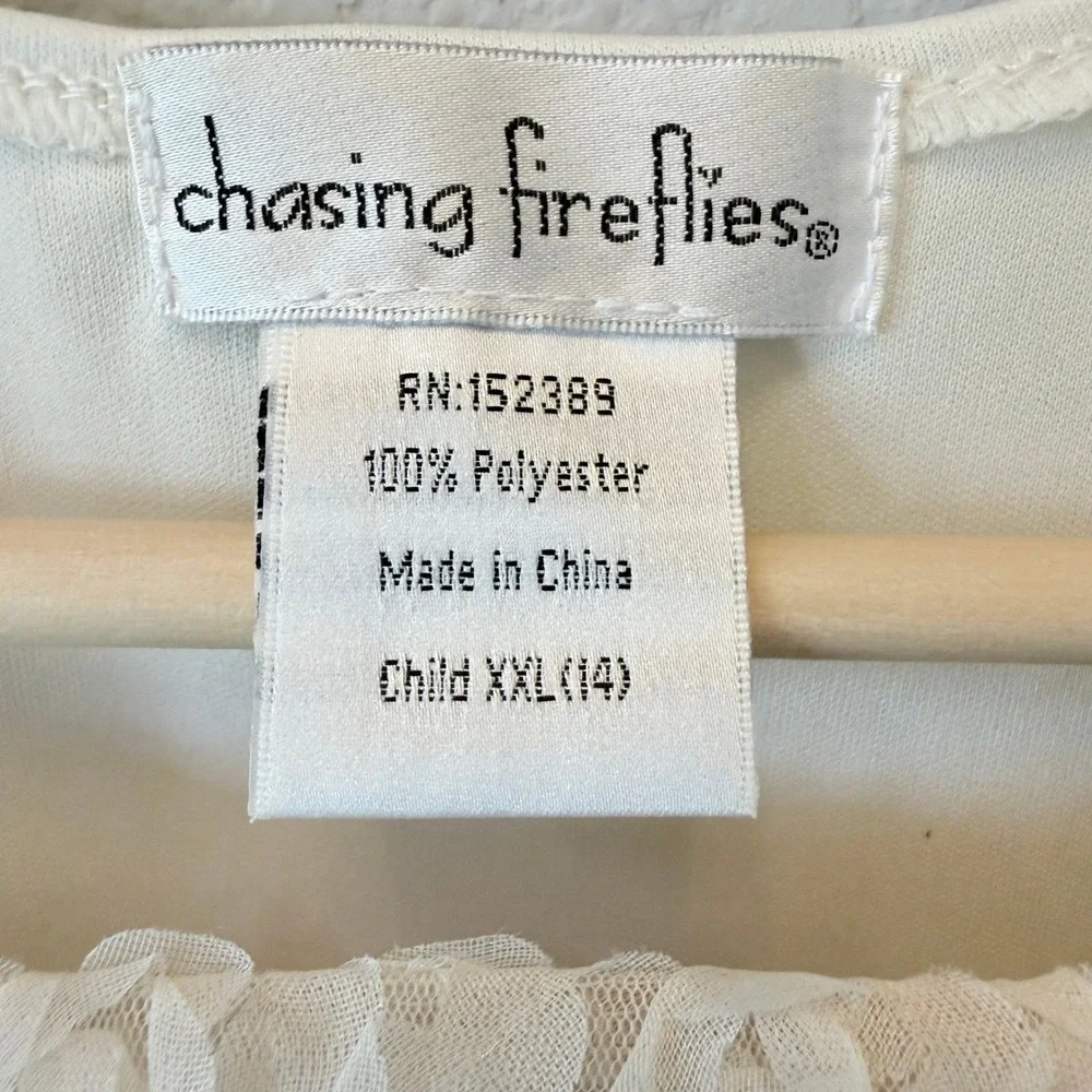 Chasing Fireflies Girls XXL 14 Lace Tulle High Low Dress Ivory Blush Boho